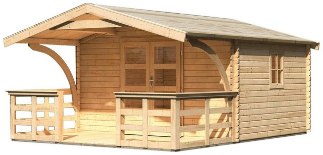Karibu Gartenhaus, BxT: 404x320 cm, (Set), mit Vordach und Terrasse